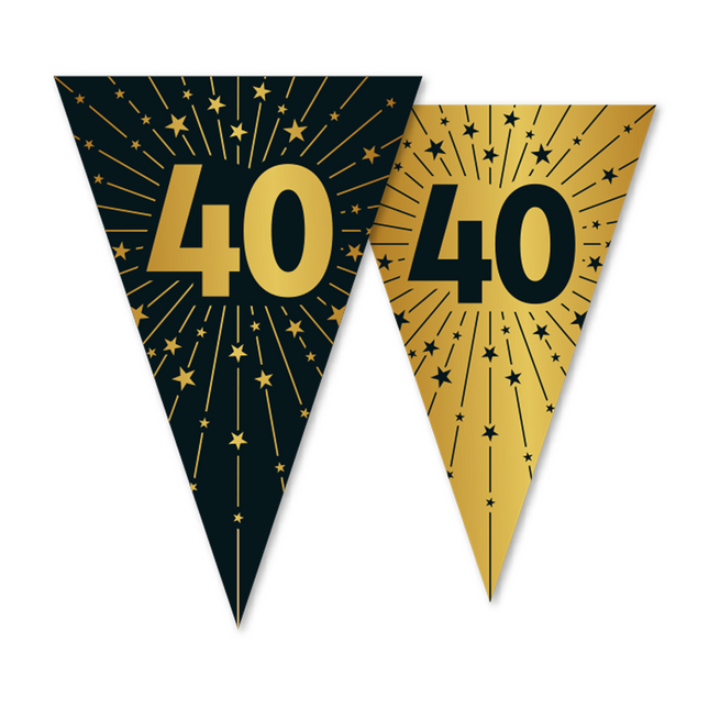 40 Jahre Girlande Gold Schwarz 10m