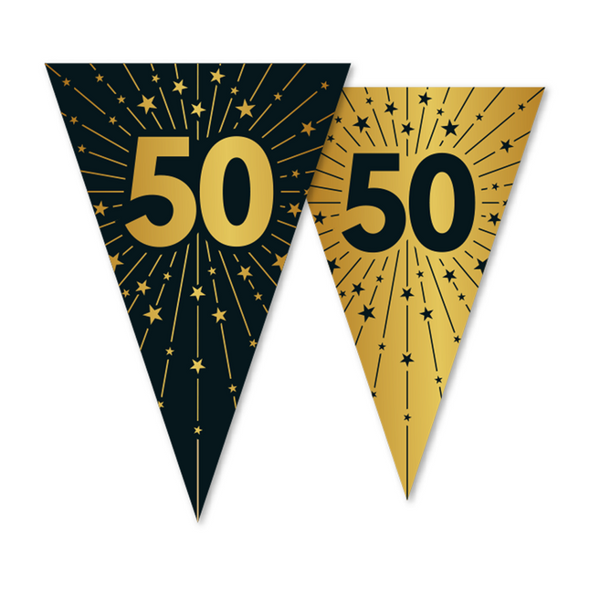 50 Jahre Girlande Gold Schwarz 10m