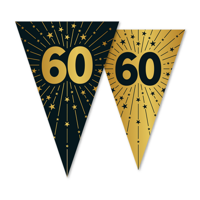 60 Jahre Girlande Gold Schwarz 10m