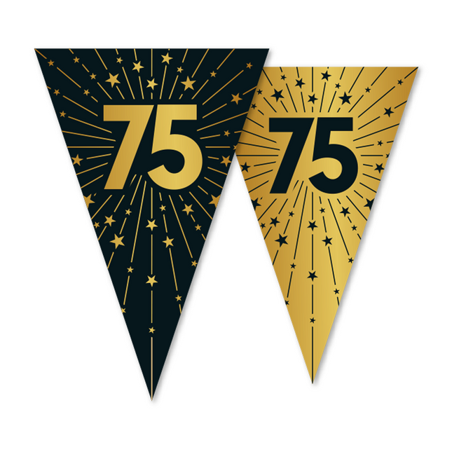 75 Jahre Girlande Gold Schwarz 10m