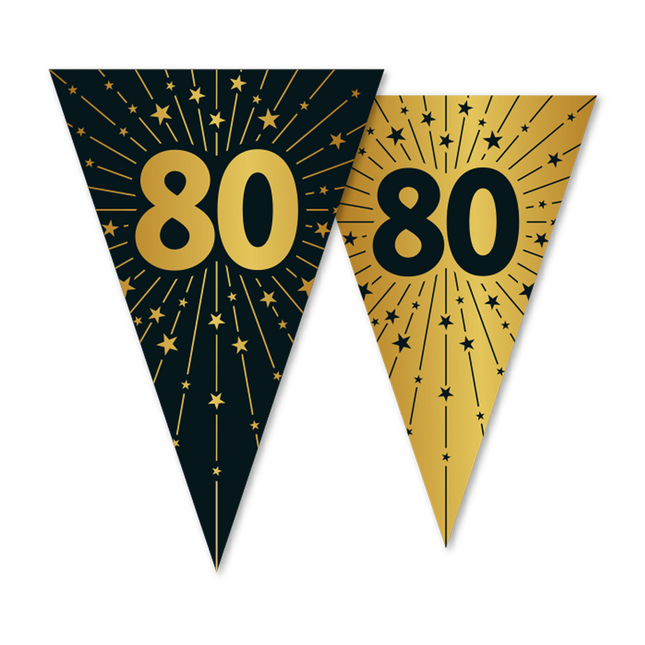 80 Jahre Girlande Gold Schwarz 10m
