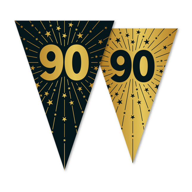 90 Jahre Girlande Gold Schwarz 10m