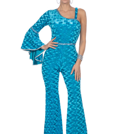 Disco Catsuit Samt blau