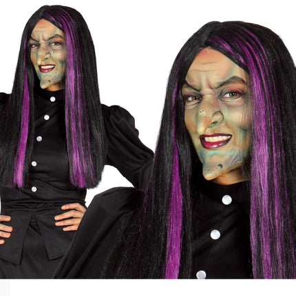 Halloween Perücke Hexe Schwarz