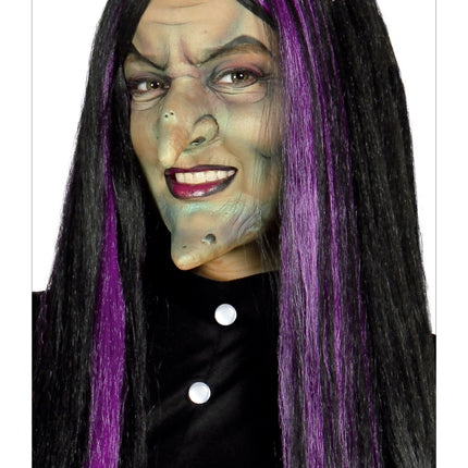 Halloween Perücke Hexe Schwarz