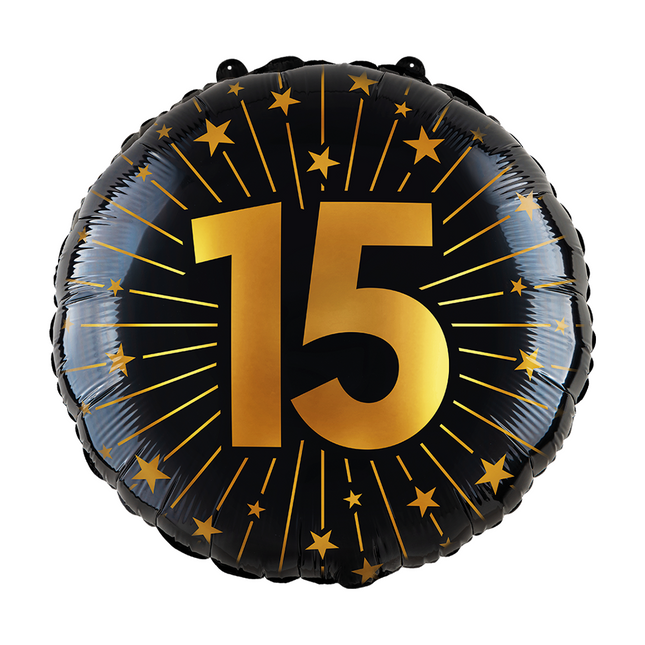 15 Jahre Heliumballon Gold Schwarz Leer 45cm