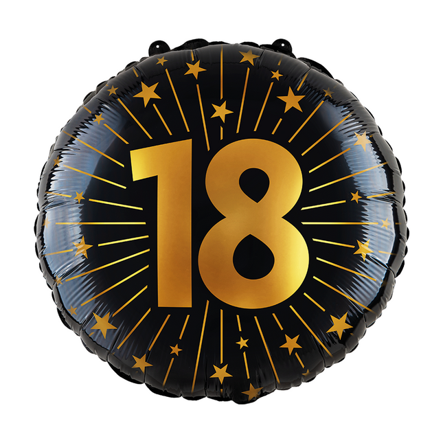 18 Jahre Helium Ballon Schwarz Gold Folie Leer 45cm