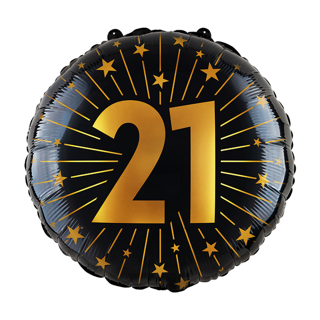 21 Jahre Helium Ballon Schwarz Gold Leer 45cm