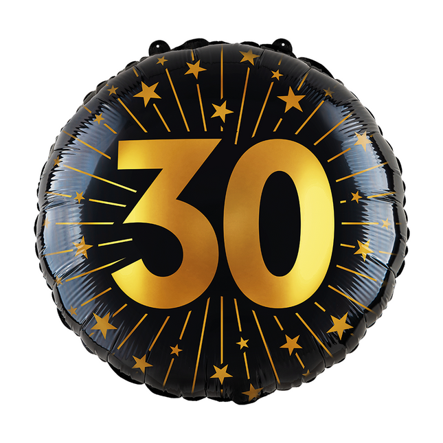 30 Jahre Helium Ballon Schwarz Gold Folie Leer 45cm