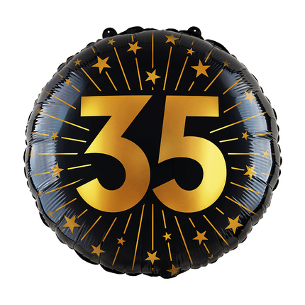 35 Jahre Helium Ballon Schwarz Gold Leer 45cm
