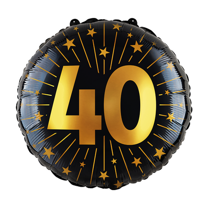 40 Jahre Heliumballon Schwarz Gold Folie Leer 45cm