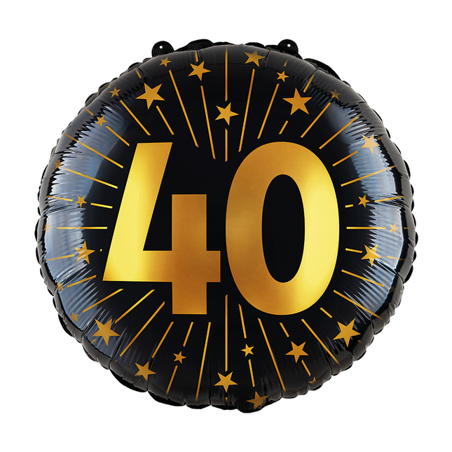 40 Jahre Heliumballon Schwarz Gold Folie Leer 45cm