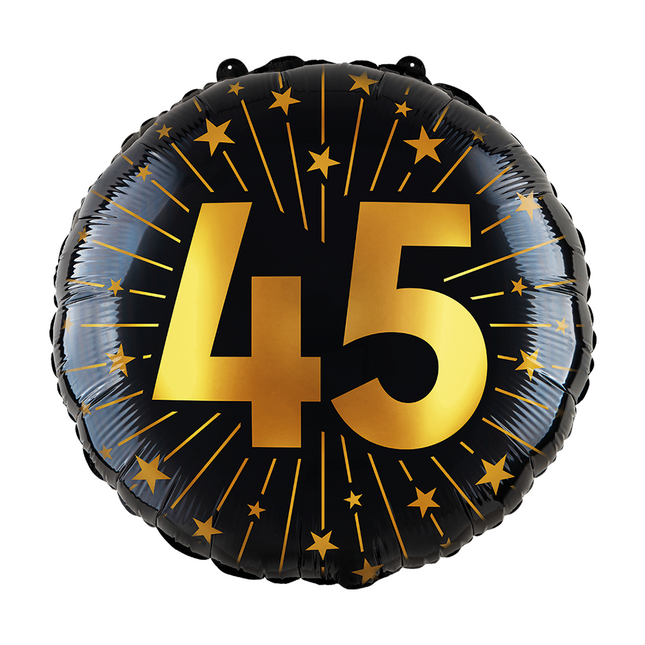 45 Jahre Helium Ballon Schwarz Gold Leer 45cm