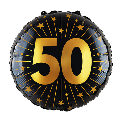50 Jahre Heliumballon Schwarz Gold Folie Leer 45cm