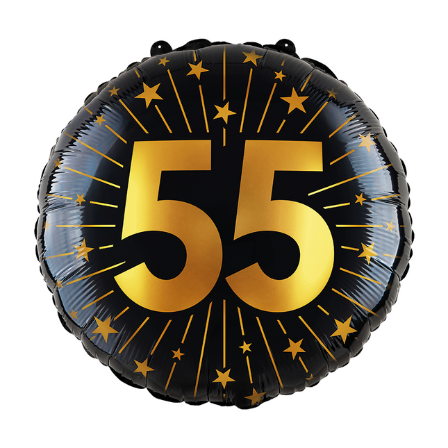 55 Jahre Helium Ballon Schwarz Gold Leer 45cm