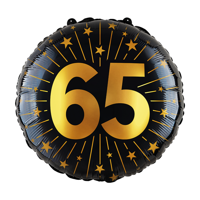 65 Jahre Helium Ballon Schwarz Gold Leer 45cm