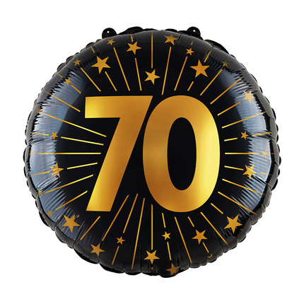 70 Jahre Helium Ballon Schwarz Gold Leer 45cm