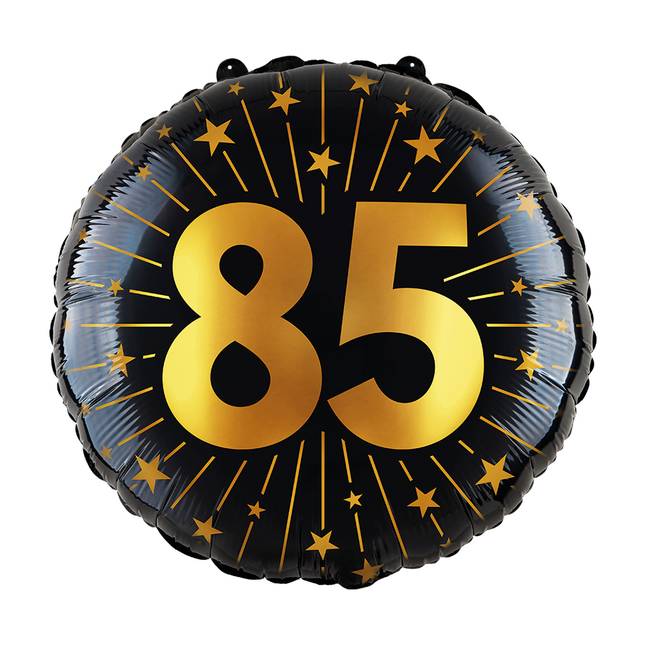 85 Jahre Helium Ballon Schwarz Gold Leer 45cm