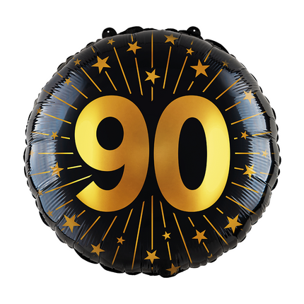 90 Jahre Helium Ballon Schwarz Gold Leer 45cm