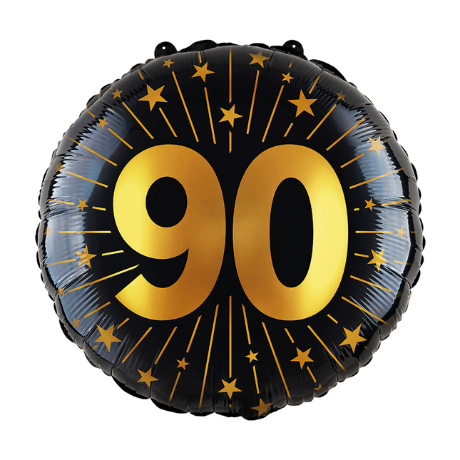 90 Jahre Helium Ballon Schwarz Gold Leer 45cm