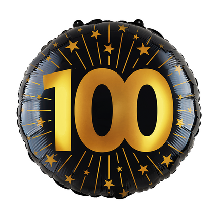 100 Jahre Helium Ballon Schwarz Gold Leer 45cm