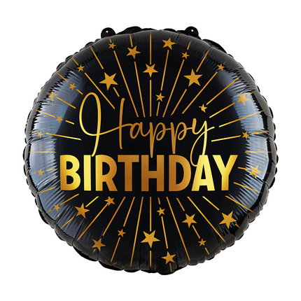 Happy Birthday Heliumballon Schwarz Gold Folie Leer 45cm