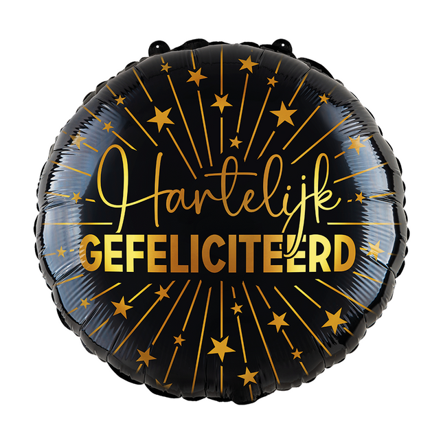 Happy Birthday Helium Ballon Schwarz Gold Leer 45cm