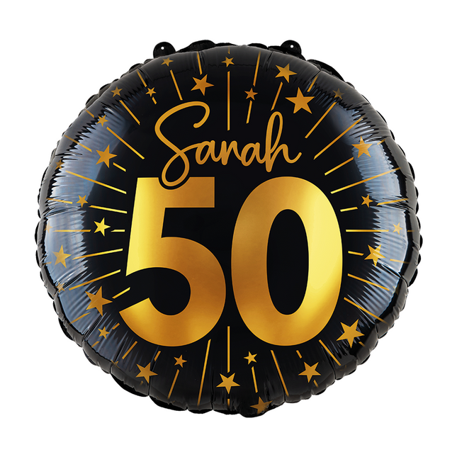 50 Jahre Helium Ballon Schwarz Gold Sarah Leer 45cm