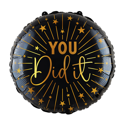 Passed Helium Ballon Schwarz Gold You Did It Empty 45cm