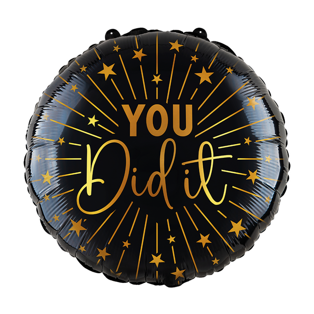 Passed Helium Ballon Schwarz Gold You Did It Empty 45cm