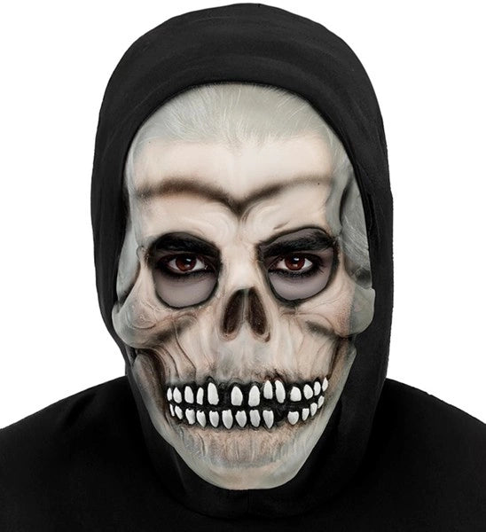 Halloween-Totenkopfmaske mit Kapuze – leuchtet im Dunkeln