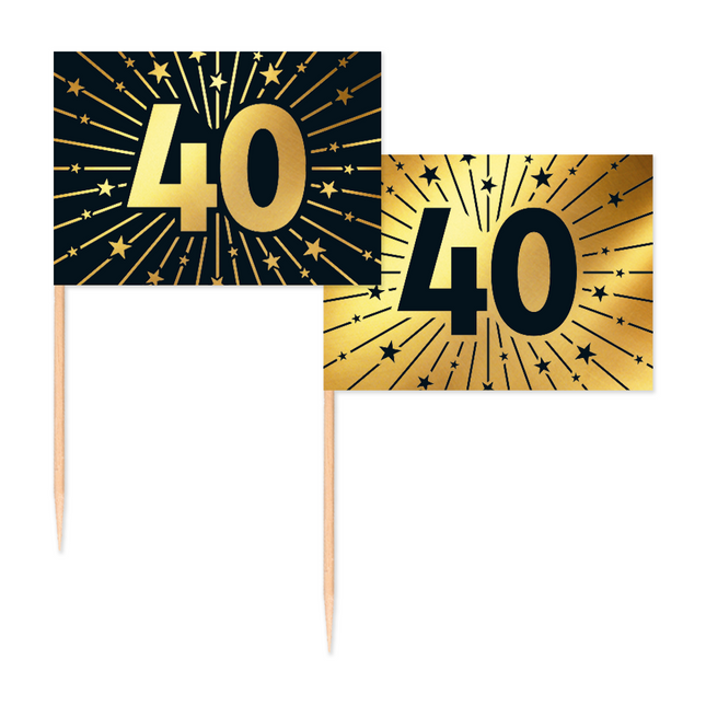 40 Years Cocktail Picks Gold Schwarz 50pcs