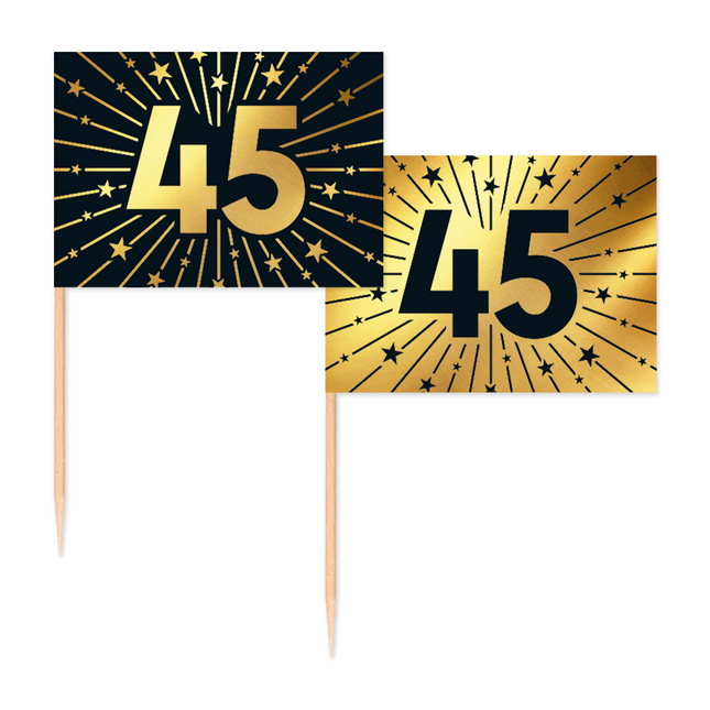 45 Years Cocktail Picks Gold Schwarz 50pcs