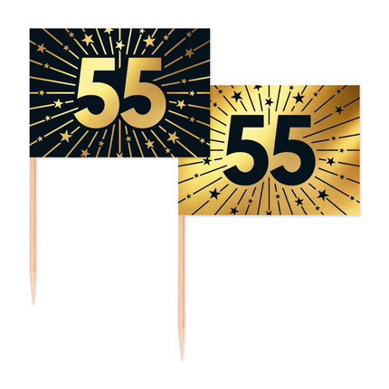 55 Years Cocktail Picks Gold Schwarz 50pcs