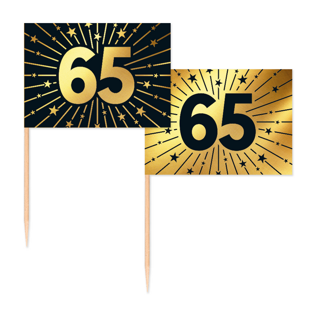 65 Years Cocktail Picks Gold Schwarz 50pcs