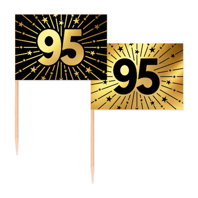95 Years Cocktail Picks Gold Schwarz 50pcs