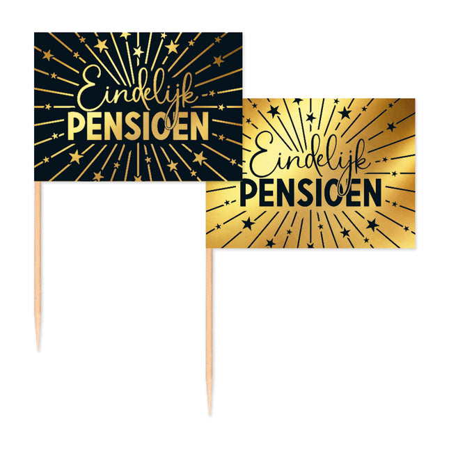 Pension Cocktail Sticks Gold Schwarz 50pcs
