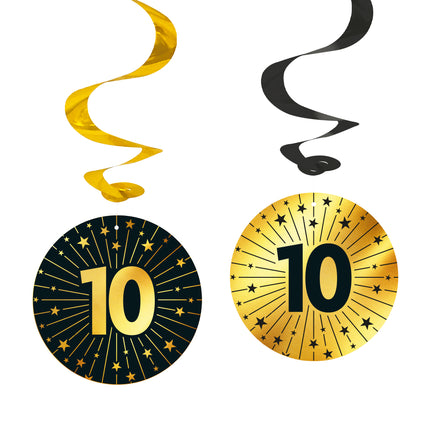 10 Jahre Hängende Dekoration Gold Schwarz 95cm 4Stück