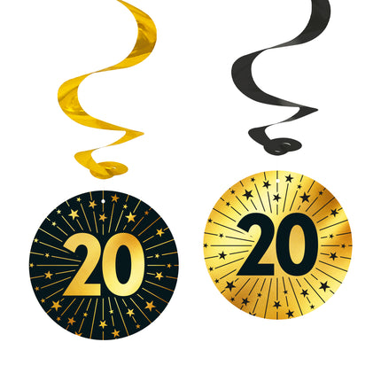 20 Jahre Hängende Dekoration Gold Schwarz Leer 95cm 4Stk