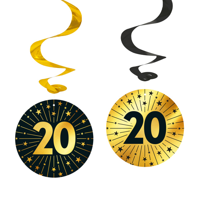 20 Jahre Hängende Dekoration Gold Schwarz Leer 95cm 4Stk