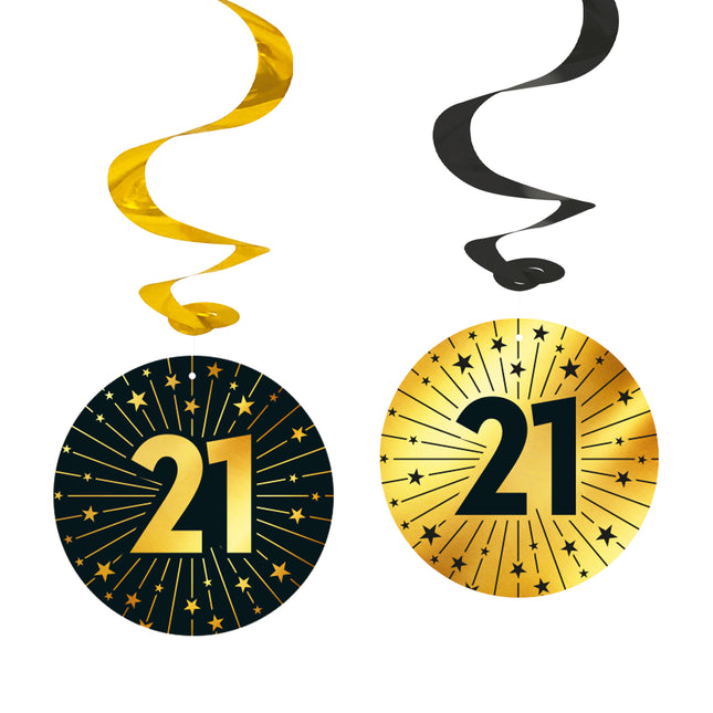 21 Jahre Hängende Dekoration Gold Schwarz 95cm 4Stk