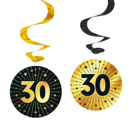 30 Jahre Hängende Dekoration Gold Schwarz 95cm 4Stk
