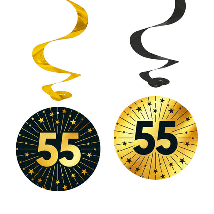 55 Jahre Hängende Dekoration Gold Schwarz 95cm 4Stück