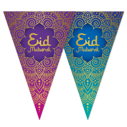 Eid Mubarak Girlande Lila Blau