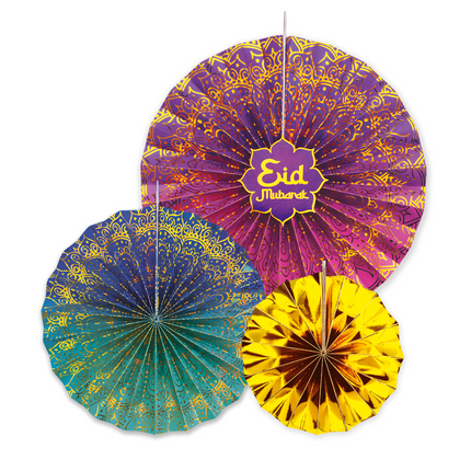 Ramadan Papierfächer Eid Mubarak 3pcs