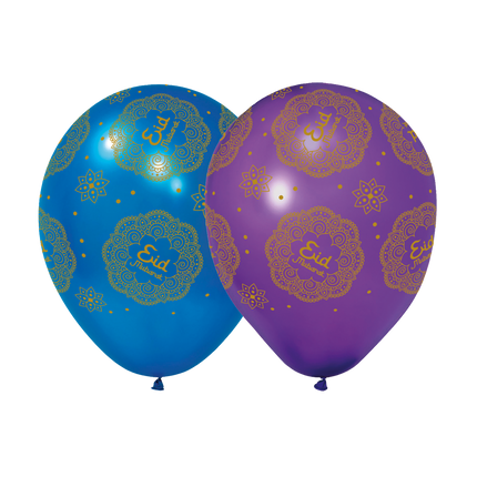 Eid Mubarak Ballons Lila Blau 30cm 6Stk