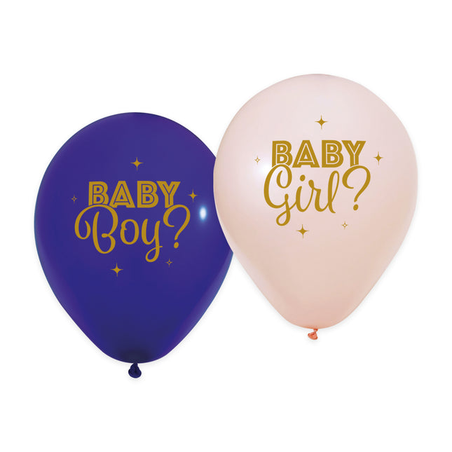 8 Latexballons 12 Zoll, 2-seitig - Gender Reveal