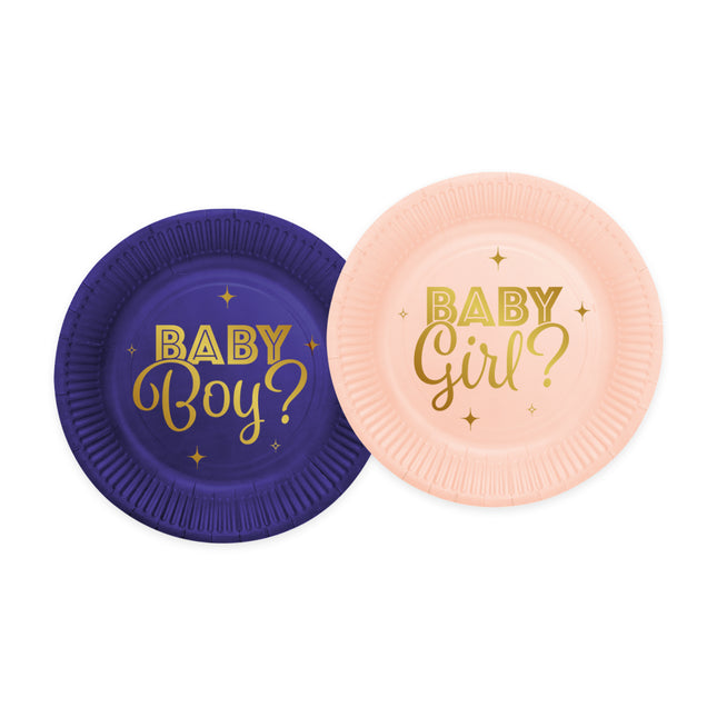 8 Pappteller 18 cm - Gender Reveal