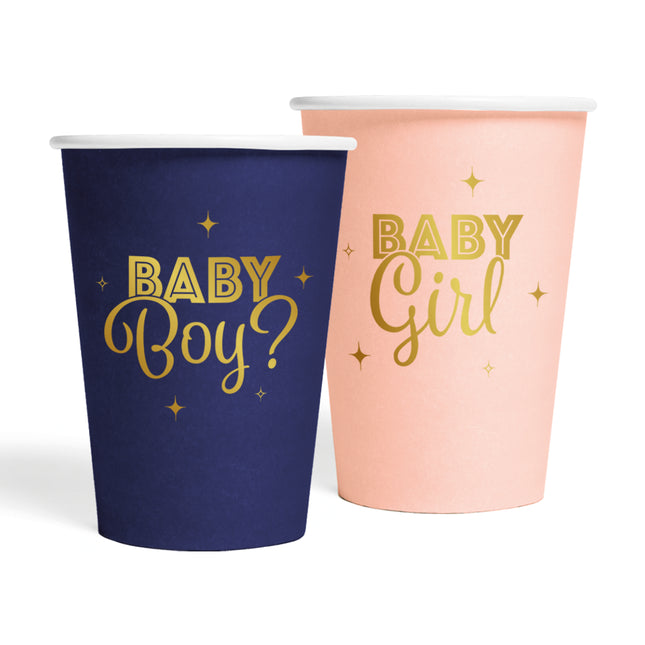 8 Pappbecher 210 ml - Gender Reveal