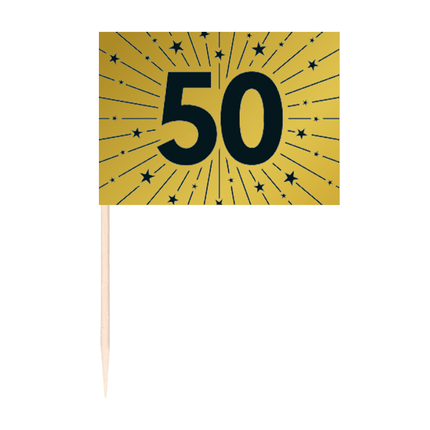 50 Zahnstocher - '50' Gold